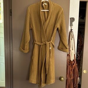 Mustard Waffle Knit Robe